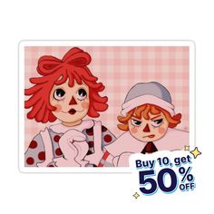 Decorate laptops, Hydro Flasks, cars and more with removable kiss-cut, vinyl decal stickers. Glossy, matte, and transparent options in various sizes. Super durable and water-resistant. A little doodle of raggedy ann and andy! :) Dumpster Fire, Little Doodles, Rag Dolls, Profile Pics