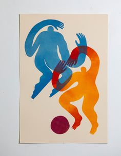 an image of two people playing with each other on a white wall and one is holding the hand of another person