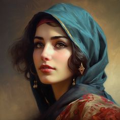 a painting of a woman wearing a headscarf