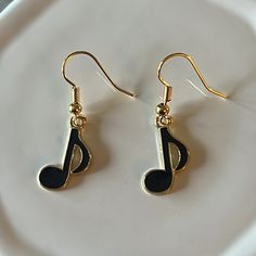 Musical Note Earrings Made With Enamel And Gold Plated Earwire. *Note 3/4” *Gold Plated Earwire Music Note Earrings, Music Earrings, Coach Earrings, Minnie Mouse Earrings, Vintage Stud Earrings, Geometric Hoop Earrings, Witch Earrings, Bottle Earrings, Chanel Earrings