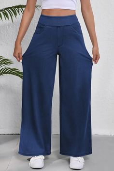 Features: Pocketed Stretch: Moderate stretch Material composition: 47% polyester, 42% cotton, 11% elastane Care instructions: Machine wash cold. Tumble dry low. Imported Size US Waist Hip Inseam Bottom Length S 4 26 34.6 30.7 41.3 M 6/8 28 36.6 30.7 41.7 L 10/12 30.9 39.6 30.7 42.1 XL 14/16 33.9 42.5 30.7 42.5 2XL 18 36.8 45.5 30.7 42.9 Blue Cotton Solid Color Pants, Solid Blue Cotton Pants, Blue Solid Color Cotton Bottoms, Blue Solid Color Cotton Pants, Comfortable Cotton Solid Color Bottoms, Comfortable Solid Cotton Bottoms, Stretch Cotton Bottoms With Pockets, Comfortable Stretch Bottoms Solid Color, Comfortable Stretch Bottoms In Solid Color