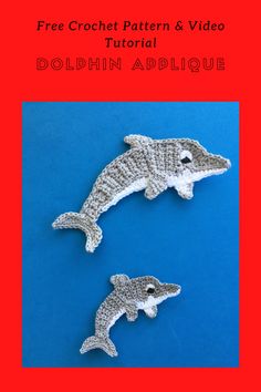 two crocheted alligators sitting on top of a blue surface with the text free crochet pattern and video