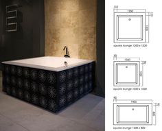 an image of a bathtub and sink with measurements for the top part of it