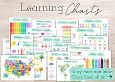 the learning chart is shown with markers and crayons