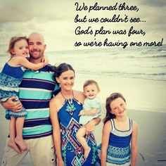 a family standing on the beach in front of the ocean with a quote from their father