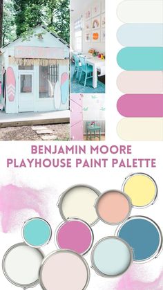 the paint palettes are all in different colors and sizes, including pink, blue, yellow