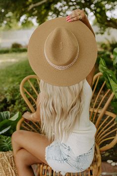 Make a fun summer statement with our natural colored 'Poolside Escape' fedora featuring lightweight raffia material, a 4-inch brim, and a wide embroidered accent band! Hat Dimensions: Length: 15 inches Width: 15 inches Height: 5 inches Cranial Circumference: 22 inches Braided Straw Hat For Summer, Spring Woven Panama Hat, Beige Paper Straw Boater Hat For Spring, Spring Woven Panama Hat In Paper Straw, Spring Woven Paper Straw Panama Hat, Summer Brown Fedora For Day Out, Summer Cream Hat Band For Vacation, Braided Panama Hat With Flat Brim For Spring, Summer Vacation Cream Hat Band