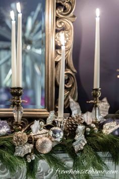 Purple And Gold Christmas Tree Decor Ideas Purple And Gold Christmas Tree, Gold Christmas Tree Decor, Purple Pillar Candles, Gold Christmas Decor Ideas, Christmas Home Tours, Purple Christmas Decorations, Purple Christmas Ornaments, Gold Christmas Decor, Christmas Colour Schemes