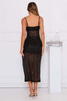 Length from bust to hem of size S dress: 110cm. Chest 39cm, Waist 34cm, across front only of size S dress. Sheer sequin midi dress, crop top and mini skirt. 3 piece set. Unlined. Model is a standard XS and is wearing XS. True to size. Stretch. Sequins. Mesh sequin slip dress. Elastic waist to skirt. Elastic hem and neckline to crop top. Slip on crop top and skirt. Zipper, hook eye closure to dress. Cold hand wash only. Polyester/Spandex. It's a need and a want, lovely. The Sparkle Set Sequin Mid Dress Crop Top, Sequin Slip Dress, Party Fits, Skirt Zipper, Sequin Midi Dress, Midi Dress Black, Skirt Style, Hook Eye, Black Midi Dress