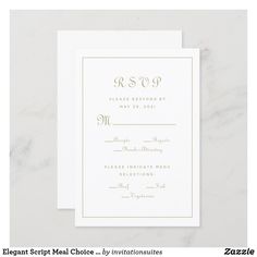 an elegant black and white wedding response card with the word rso on it in cursive font