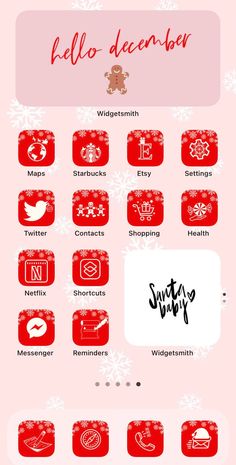 a red and white christmas theme with snowflakes