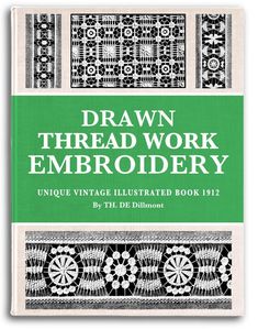 the book drawn thread work embroiderry, with green cover and white border