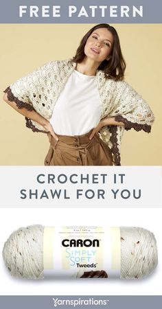 the crochet it shawl for you pattern is shown in white and brown