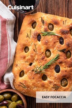 bread with olives and rosemary on the side