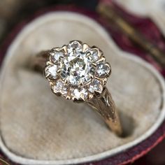 Engagement Ring Yellow Gold, Engagement Ring Yellow, Rings Antique, Vintage Style Engagement Rings, Yellow Engagement Rings, Antique Diamond Rings, Diamond Halo Engagement Ring, Antique Engagement, Yellow Gold Engagement Rings