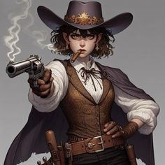 Cowgirl Character, Bounty Hunter Character Design Female, Old West Character Art, Dnd Wild West Character, Female Cowgirl Character Design, Fantasy Cowgirl Art, Wild West Character Art Female, Cowgirl Illustration