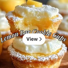 lemon bar cookie cups are stacked on top of each other