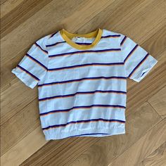 Vans Striped Tee Cinched At Bottom. Never Worn And Super Cute. Size- S Vans Blue Short Sleeve Tops, Blue Short Sleeve Vans Top, White Short Sleeve Vans Tops, Vans Cotton Summer Tops, Vans Cotton Tops For Summer, Vans Summer Crew Neck Tops, Vans Crew Neck Summer Tops, Blue Cotton Vans Top, Blue Cotton Vans Tops