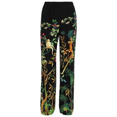 New Alberta Ferretti Black Silk Jungle Printed Wide-Leg Pants Designer size - 44 100% Silk, Printed, Wide-Leg and High-Rise Cut, Partially Elasticated Waistband, Two Side Pockets. Concealed hook, Button and Zip Fastening at Front, Non-stretchy Lightweight Fabric. Measurements: Length - 45 inches, Waist - 30 inches. Made in Italy. New with tag. Listing code: 08201954580245958 Jungle Outfit, Purple Long Dress, Black Ruffle Skirt, Vintage Tuxedo, Silk Wide Leg Pants, Jeans Outfit Women, Slim Aarons, Short Models, Printed Wide Leg Pants