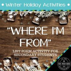 the cover of where i'm from, with snowflakes and stars around it