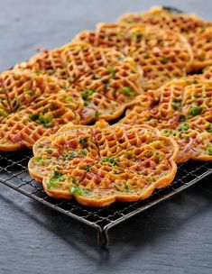 some waffles are sitting on a cooling rack