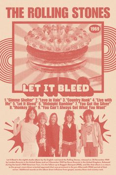 the rolling stones concert poster for let it bleed, from left to right are two women and one man