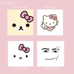 four different hello kitty stickers on a pink background