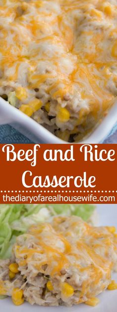 beef and rice casserole on a plate with lettuce in the middle