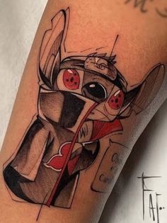 a tattoo on the leg of a person