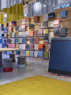 a room filled with lots of different colored furniture