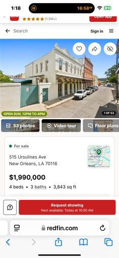 the real estate listing page on an iphone