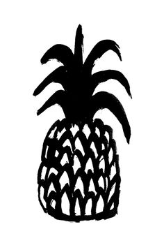 a black and white drawing of a pineapple