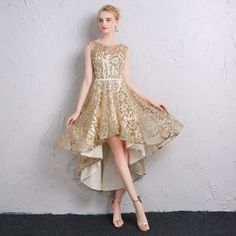 Sparkly Gold Cocktail Dresses 2018 A-Line / Princess Sash Glitter Scoop Neck Backless Sleeveless Asymmetrical Formal Dresses Elegant Cocktail Dress Party, Gold Wedding Gowns, Backless Cocktail Dress, Cocktail Dresses With Sleeves, Cocktail Bridesmaid Dresses, Navy Blue Cocktail Dress, Gold Cocktail Dress, Long Formal Gowns, Velvet Cocktail Dress