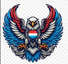 an eagle with the dutch flag on it's wings