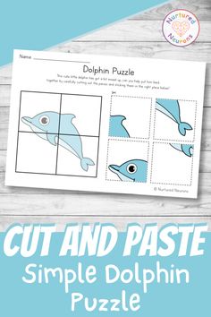 dolphin puzzle cut and pastee to make it easier for children to learn how to draw