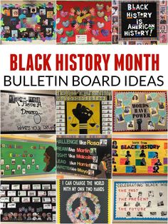 black history month bulletin board ideas with pictures and text overlaying the words,