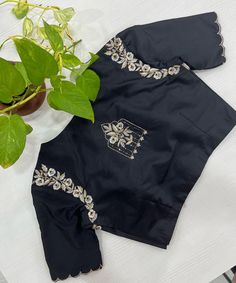 Cheap Black Blouse With Floral Embroidery, Zardosi Blouse, Embroidery Blouse Saree, Hand Embroidery Blouse, Ready Made Blouse, Maggam Blouse, Sari Design, New Saree Blouse Designs, Latest Model Blouse Designs