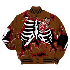 Brand Dunkare Archaeo Brown 5s Shirt Skeleton Smiley Face All Over Print Baseball Varsity Jacket Varsity Jacket Men, Baseball Varsity Jacket, Smiley Face, Skeleton, Smiley, Varsity Jacket, Mens Jackets, Coats Jackets, Nice Dresses