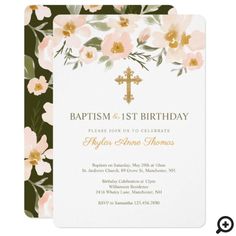 Vintage Baptism, Birthday Elegant, Baby Birthday Themes, Disney Princess Birthday, Watercolour Flowers, Kids Birthday Party Invitations, Elegant Watercolor, Childrens Birthday Party