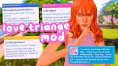 love triangle mod / add realism to romance & relationships! | sims 4 mod... Sims 4 Love Triangle Mod, Sims 4 Passionate Romance Mod, Sims 4 Relationship Cheats, Sims4 Romance Mods, Sims 4 Toxic Relationship Mod, Sims 4 Relationship Mod, Sims 4 Romance Mods, Sims Love, Dating Sims