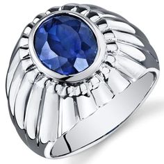 Mens 5.5 carat Sapphire Sterling Silver Gemstone Birthstone Ring Sizes 8 To 13 SR10914 Peora Jewelry Sapphire Bezel Ring, Jewelry Questions, Silver Mens Ring, Mens Ring Sizes, Blue Topaz Bracelet, Fancy Rings, Sterling Silver Mens Rings, Bezel Ring, Mens Silver Rings