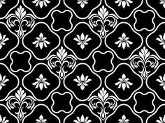 a black and white wallpaper with an ornate design