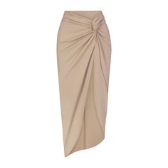 SIGNATURE SWIM SARONG SKIRT | DESERT Elegant Fitted Sarong For Beach, Elegant Fitted Beach Sarong, Elegant Fitted Party Sarong, Elegant Fitted Sarong For Party, Elegant Summer Party Swim Skirt, Chic Ruched Swimwear For Vacation, Chic Beige Swimwear For Poolside, Elegant Tie-side Bottoms For Vacation, Elegant Fitted Bottoms For Poolside