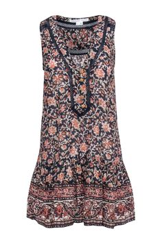 Current Boutique-Veronica Beard - Navy & Orange Print Sleeveless V-Neckline Dress Sz XS Summer V-neck Mini Dress With Paisley Print, Casual Sleeveless Paisley Print Mini Dress, Casual Sleeveless Mini Dress With Paisley Print, Sleeveless Paisley Print Mini Dress For Vacation, Sleeveless Paisley Print Mini Dress For Summer, Sleeveless Mini Dress With Paisley Print For Summer, Look Boho Chic, Beach Vacay, Orange Print