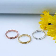 A meaningful gift for your friend, sister, mother, friend, bridesmaid, loved one or a special treat just for yourself. This affordable and thoughtful gift will surely be treasured by your loved one.This customized name ring can be engraved however you desire. Type your roman numeral, names, initials, your special date or inspirational words to design your necklace, make you unique and show off your personality.• Completely handmade items.• Various ring materials; from sterling silver to rose gol Stackable Name Rings, Ring For Mom, Handwriting Bracelet, Silver Bridesmaid, Signature Bracelet, Handwriting Jewelry, Mom Ring, Name Ring, Name Rings