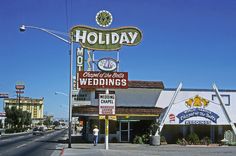 an old photo of the front of a restaurant called holiday grill and bar in las vegas, nv