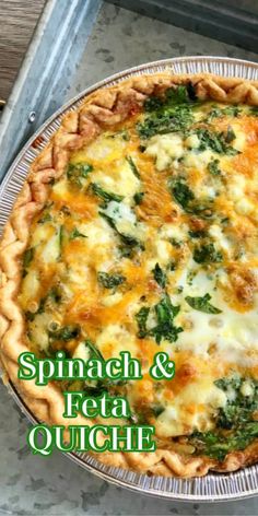 spinach and feta quiche with the words spinach & tetti quickie