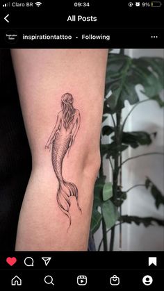 a woman's arm with a tattoo on it and the words mermaid tattoos written in cursive font