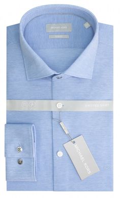 Luxury Light Blue Classic Dress Shirt, Luxury Light Blue Long Sleeve Dress Shirt, Luxury Blue Cotton Polo Shirt, Luxury Light Blue Men's Dress Shirt, Light Blue Button-up Shirt With Placket, Black Dinner, Michael Kors Men, Check Suit, Blue Tweed