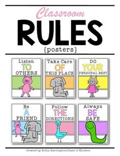 classroom rules posters with different animals on them